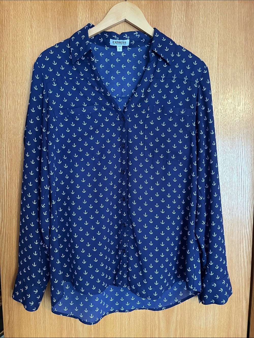 Express The Portofino Shirt- Navy with White Anchor Print